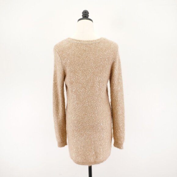 Calvin Klein Medium Knit Brown Pink Sequin Scoop Neck Sweater Polyester Nylon - Picture 5 of 8